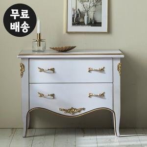델리 원목 엔틱 2단 서랍장 침대 협탁 인테리어(퍼플)