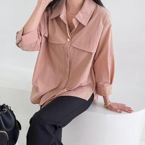 [옷자락]여자 데일리 핀턱 둥근밑단 7부소매 블라우스
