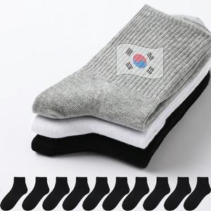 [글륵]남성용 여성용 커버 밴딩 중목양말 화이트 그레이 블랙 10켤레 세트