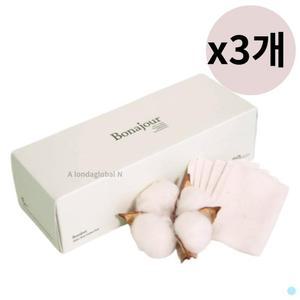 보나쥬르 순면 3겹 화장솜 무표백 무형광 80매 x 3개