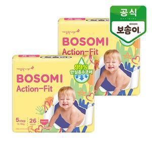 보솜이 액션핏 남녀공용 팬티형 기저귀 특대형 26개입 2개