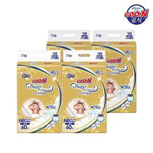 [군 기저귀] 프리미엄 밴드 신생아(SS) 60P x 4팩 (2박스 구매 시 물티슈 증정)