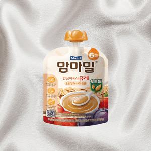 맘마밀이유식 안심 이유식 6개월 오트밀과사과프룬퓨레 짜먹는 아기용 100g 10개