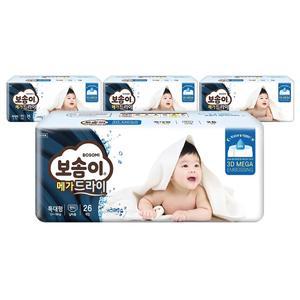 보솜이 메가드라이 안심 샘방지 팬티형 아기기저귀 남아용 특대형(XL) 104매