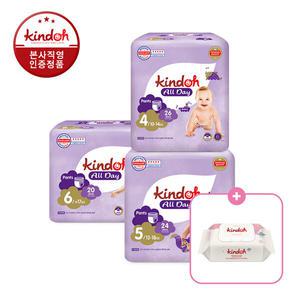 킨도 뉴올데이 팬티형 프리미엄 기저귀 4단계 ∼ 6단계 2박스(4팩+4팩)+아기물티슈 1BOX 증정