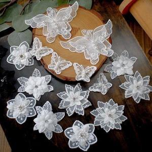 비즈 10piece 흰색 레이스 꽃 헝겊 패치 시폰 의류 장식 구멍 applique 자수