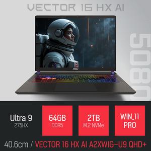 ⓒ MSI 벡터 16 HX AI A2XWIG-U9 QHD+ 64GB 2TB WIN11 / 16인치 포토샵 동영상 편집 캐드 게임 AI 노트북