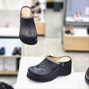 [탠디]W125017TD 여성 7cm 큐빅장식 웨지통굽 슬리퍼 블랙