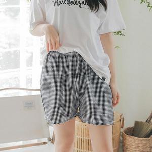 [하프클럽/버블돌]지지미 시어서커 스몰체크 3부 여성 파자마바지 홈웨어 바지잠옷  4col