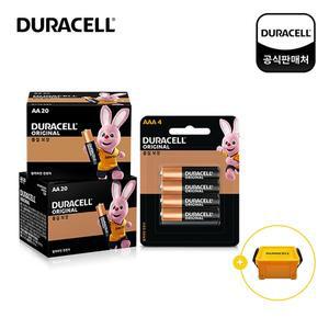 [기타]듀라셀 알카라인 건전지 AA 20개입2개+AAA 4입+듀라박스