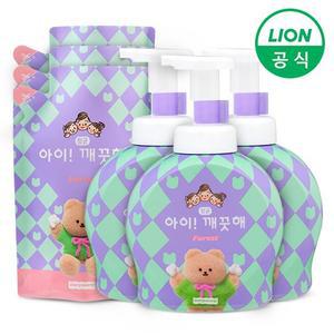 아이깨끗해X어프어프 대용량 490ml용기 3개+450ml리필 3개 숲속향기