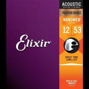 Elixir-16052 현 인청동 어쿠스틱 기타 스트링 나노 웹 코팅 라이트 .012-.053 - 16052 16002 16027