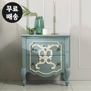 베니스 원목 2단 미니 협탁 고급 서랍장 안방 침실
