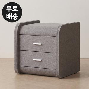 루크 패브릭 침대옆 협탁 2단 서랍장 안방(그레이)
