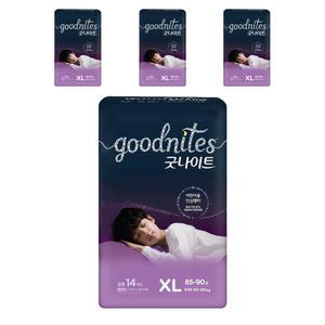 굿나이트 팬티형 공용 5단계 특대형 14매 4팩 어린이용 야뇨 안심팬티 샘방지 피부보호