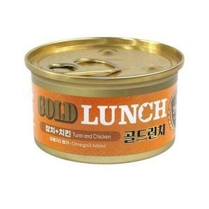프리미엄 골드 런치 고양이 치킨&참치 주식캔 습식사료 80g