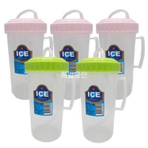 [기타]플라스틱 손잡이 빨대컵 500ml 5개 뚜껑형