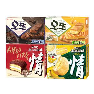 오리온 초코파이 468g+바나나 444g+오뜨 쇼콜라 150g+치즈 144g(총4개)
