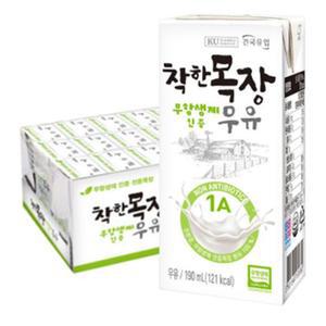 건국유업 건국 착한목장 무항생제인증우유 190ML 24팩 멸균 아기 흰우유
