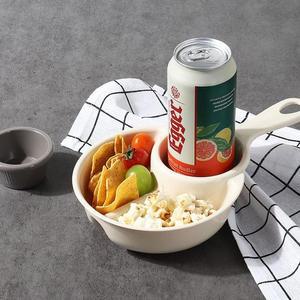 [JHP1P9SV_51C5]손잡이캠핑원형3칸 3구식판 미니트레이