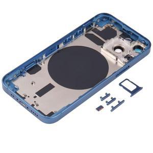iphone 호환 13 용 후방카메라 하우징 중간 섀시 프레임이있는 기존 배터리 도어 유리 SIM 트레이 측면 키