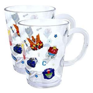 [기타]헬로카봇 투명 손잡이 물컵 300ml 2개 2P 양치질컵