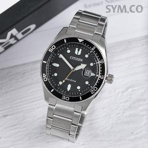 [시티즌] AW1760-81E 에코 드라이브 블랙 스포츠 캐쥬얼 정장 남자 메탈시계 c