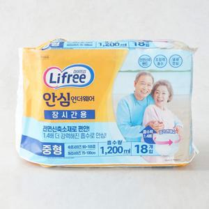 라이프리 안심언더웨어 성인용 기저귀장시간 중형 18매