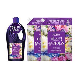 아우라 30일지속 퍼퓸캡슐 섬유유연제  미스틱문라이즈1L , 1개 + 리필 1.7L, 2개