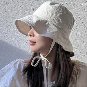 [셀러허브 1][이거찜] 여리여리한 감성 러블리 끈 벙거지모자/양면벙거지모자/봄여름모자/버킷햇