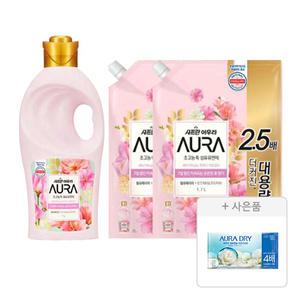 아우라 초고농축 섬유유연제, 윌유메리미, 1L, 1개 + 리필, 1.7L, 2개 + 증정(드라이시트 프레시 10매, 1개)