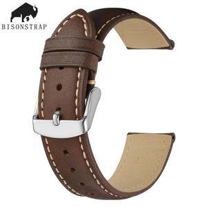호환 BISONSTRAP-송아지 가죽 시계 밴드 부드러운 소재 손목 스트랩 16mm 18mm 19mm 20mm 21mm 22mm 23mm 2