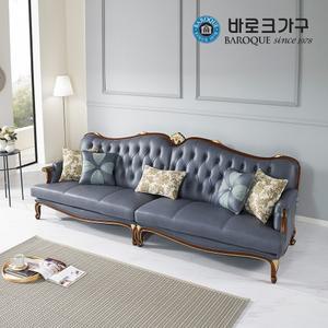 플레르나 4인 천연 가죽 클래식 엔틱소파