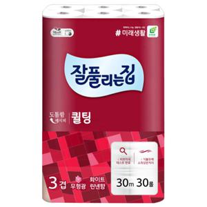 잘풀리는집 더도톰한3겹 퀼팅 30m 30롤x3팩