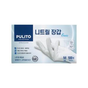 뿌리또 니트릴 장갑 베이직 화이트 100매 M, 1개