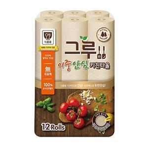 [삼정펄프]삼정펄프 그루 무표백 이중안심 키친타월 120매 12롤 1팩
