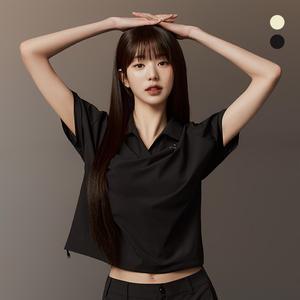 (장원영착용)[아이더] 여성 온더락 오픈넥 우븐 반팔 폴로 티셔츠_DWM24219