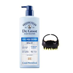 닥터그루트 스칼프솔루션 샴푸, 700ml, 쿨멘솔, 1개 + 밀도케어 두피브러쉬 블랙, 1개