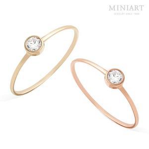 [미니아트] 14K GOLD 정품 원포인트링 심플 베이직 큐빅 데일리 레이어드 반지