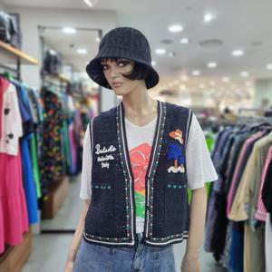 베네통/애플아울렛/면100% 자수 브이넥 니트 베스트/BAJPB5531