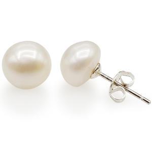 천연 납작 담수 진주 귀걸이 실버925 화이트 8mm 기본 스타일