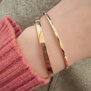 14k 18k 4mm 레이어드 볼드 스틱 뱅글 팔찌