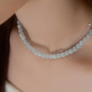 [윙블링]14k 골드필드 천연 아쿠아마린 초커 목걸이 (2size) W