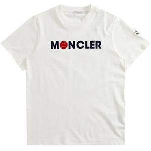 [몽클레르][몽클레어] 8C00008 829HP 034 프론트 로고 반팔 티셔츠 아이보리