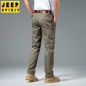 JEEP SPIRIT 남자 여름 바지 얇은 캐주얼 스트레이트 루즈 멀티 포켓 빅사이즈 팬츠