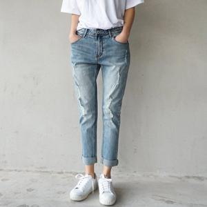 [NANAJEAN]9부 세미 배기핏 청바지 NA343