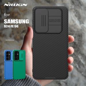 갤럭시 S24 FE 5G 케이스용 Nillkin CamShield 초박형 하드 PC 슬라이드 카메라 360 케이스 개인 정보 보호 뒷면 커버