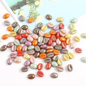 50pcs 10x8mm 핸드 페인트 아크릴 커피 콩 비즈 목걸이 팔찌 귀걸이 DIY 쥬얼리  액세서리 만들기