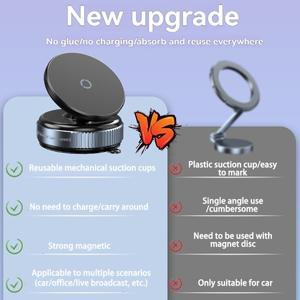 Magsafe 자기 진공 자동차 휴대폰 홀더, 지능형 마운트 360 ° 회전 흡착 흡입 컵 브래킷