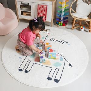[허밍플레이스]기린 먼지 없는 워셔블 포인트 원형 러그 카페트 120cm